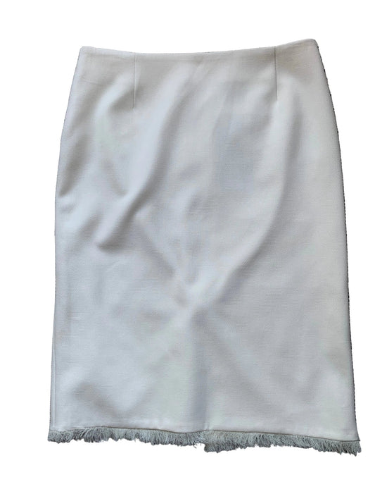 Naf Naf fringed hem cream straight skirt Size 10 new - KingsRoad1990
