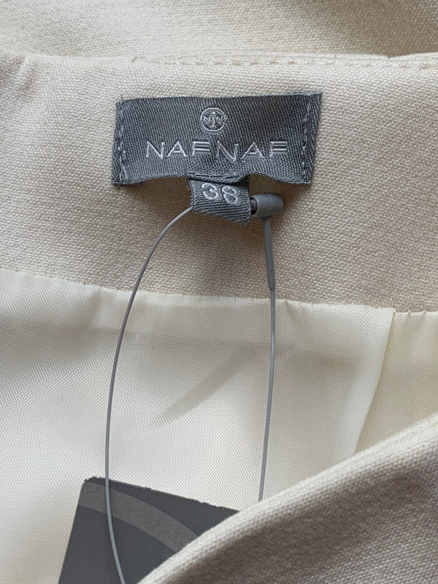 Naf Naf fringed hem cream straight skirt Size 10 new - KingsRoad1990