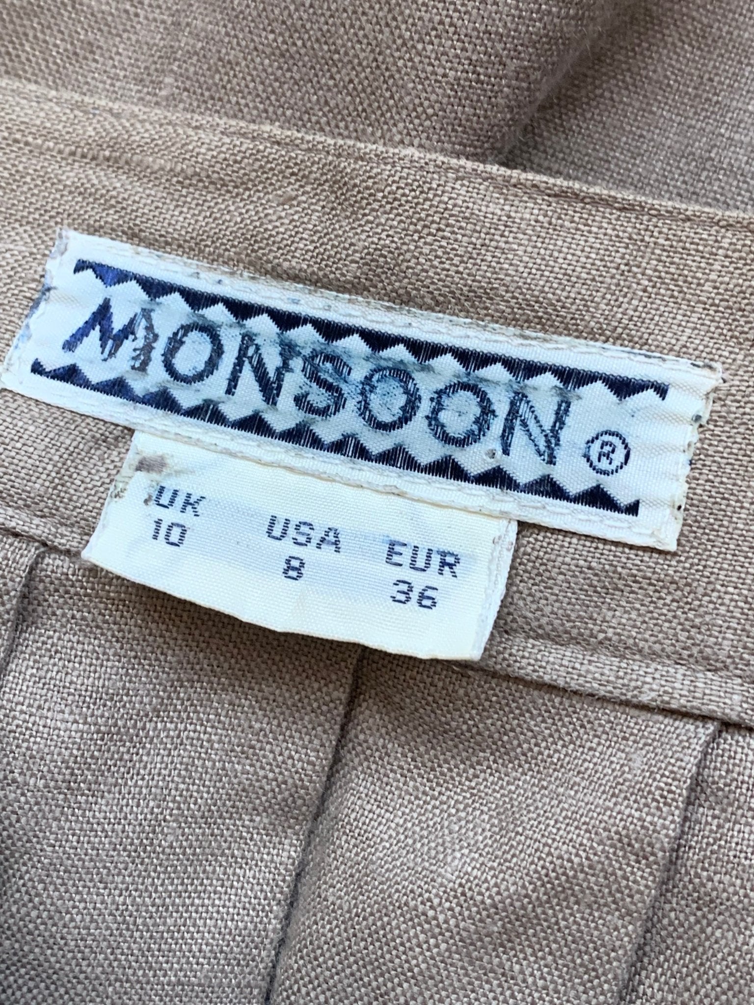 Monsoon mid - brown linen long skirt Size 8 - KingsRoad1990