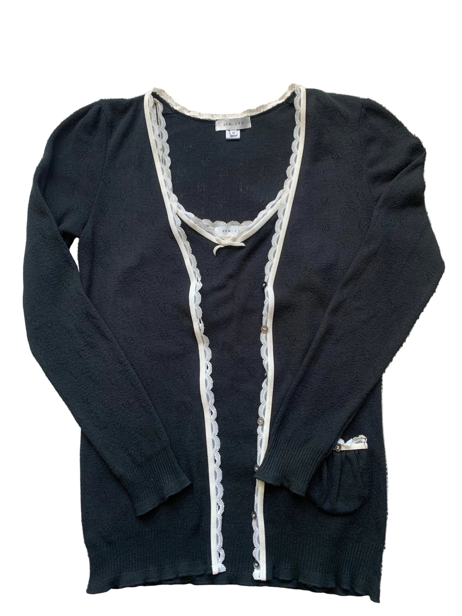 Kew 159 black & cream twinset Size 10 - KingsRoad1990