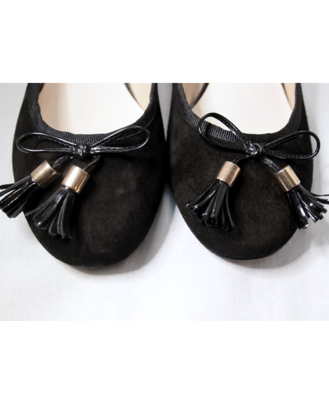 Episode black suede tassel flats Size 5