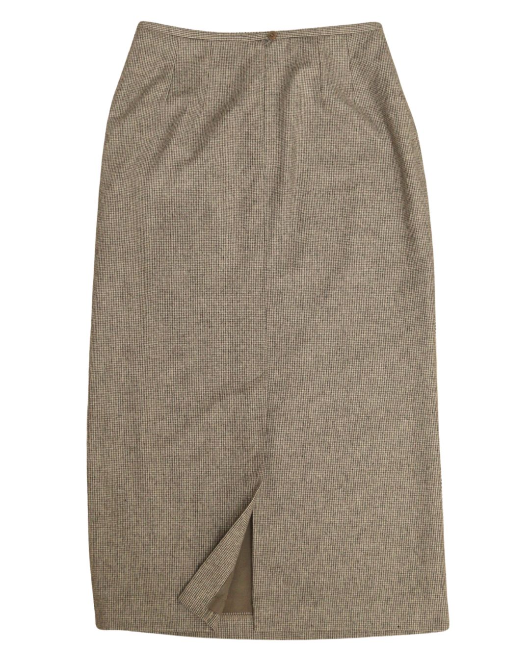 Monsoon beige dog tooth check wool column skirt