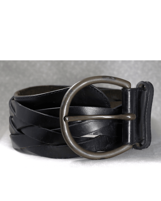Bertie wide black woven belt - KingsRoad1990