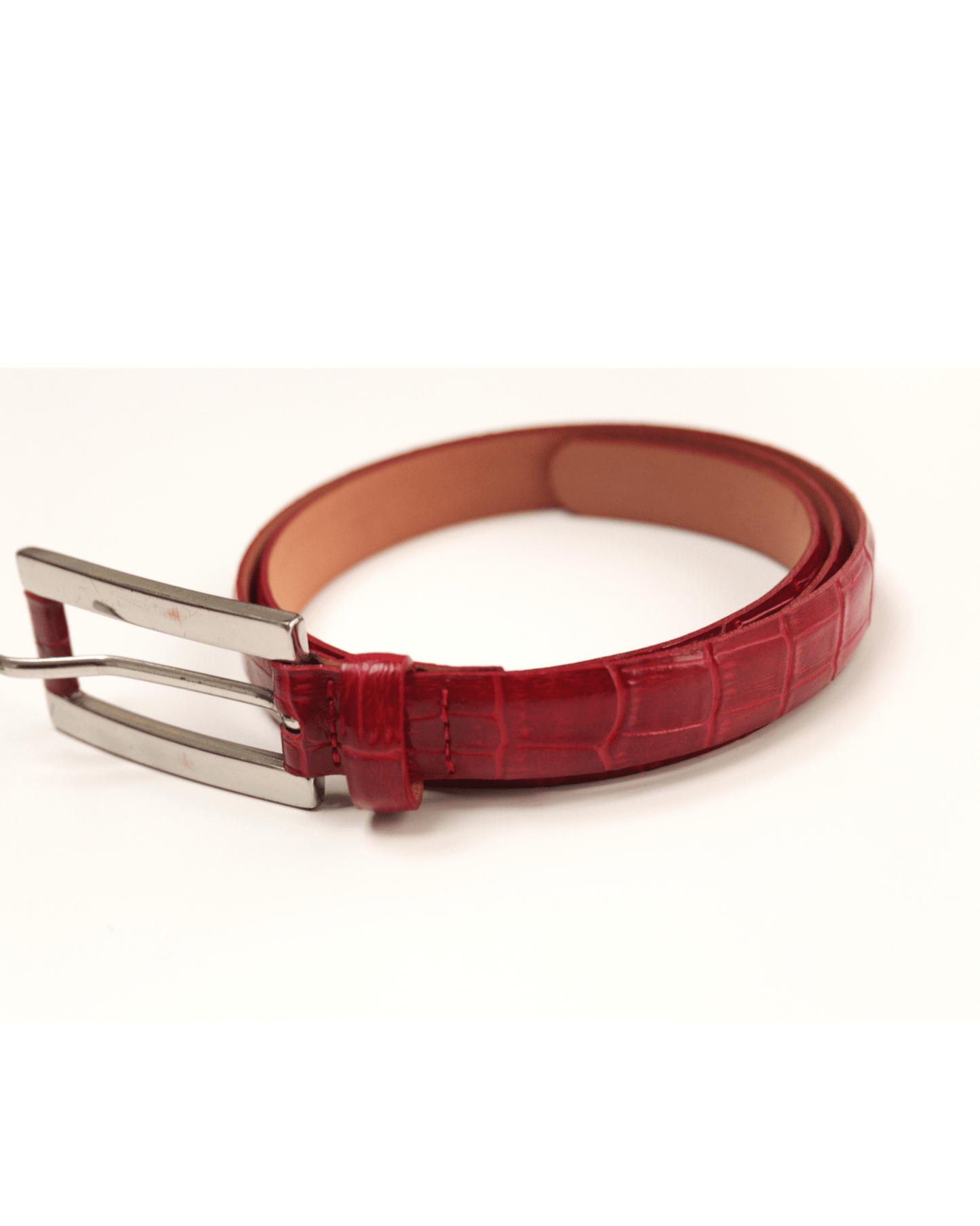 Caractère red leather belt Size UK L - KingsRoad1990