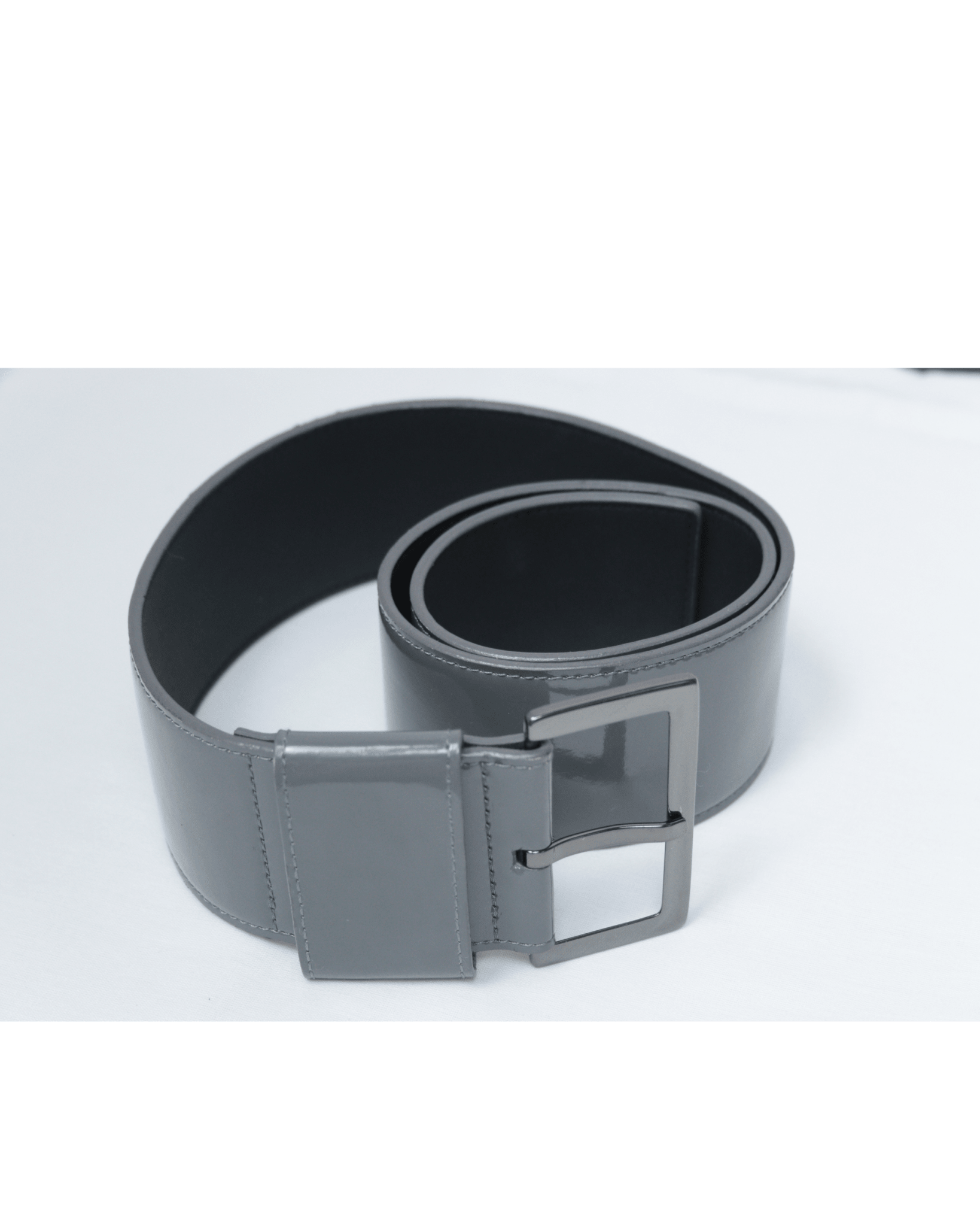 Benetton grey patent leather wide belt Size M UK 12 - KingsRoad1990