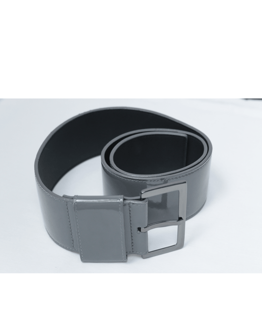 Benetton grey patent leather wide belt Size M UK 12 - KingsRoad1990