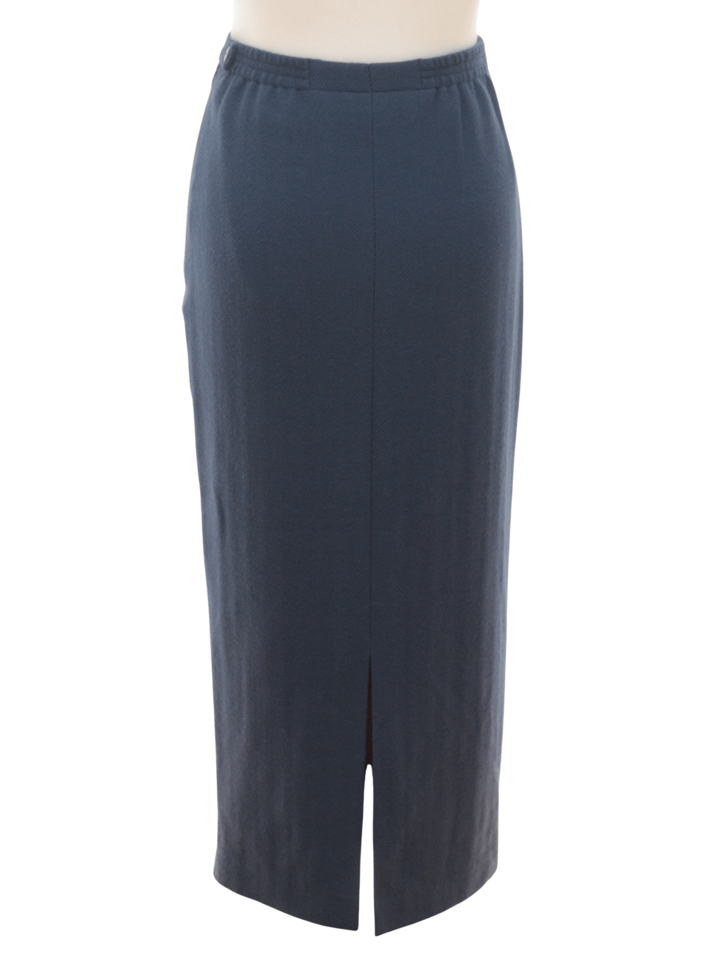 Avoca dusky blue wool herringbone column skirt Size 10 - KingsRoad1990