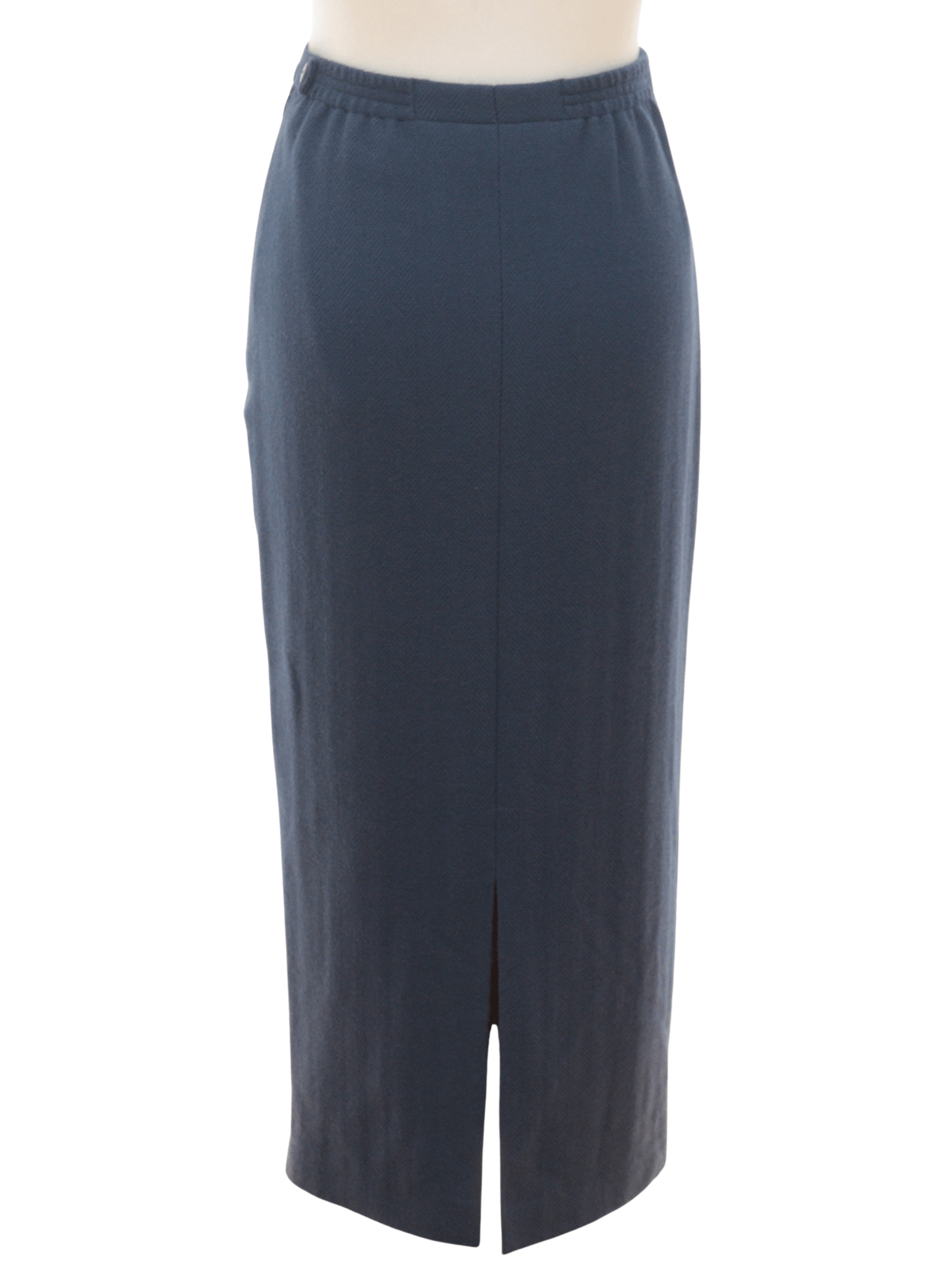 Avoca dusky blue wool herringbone column skirt Size 10 - KingsRoad1990