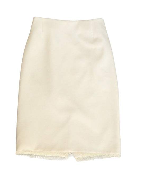 Naf Naf cream fringed hem skirt