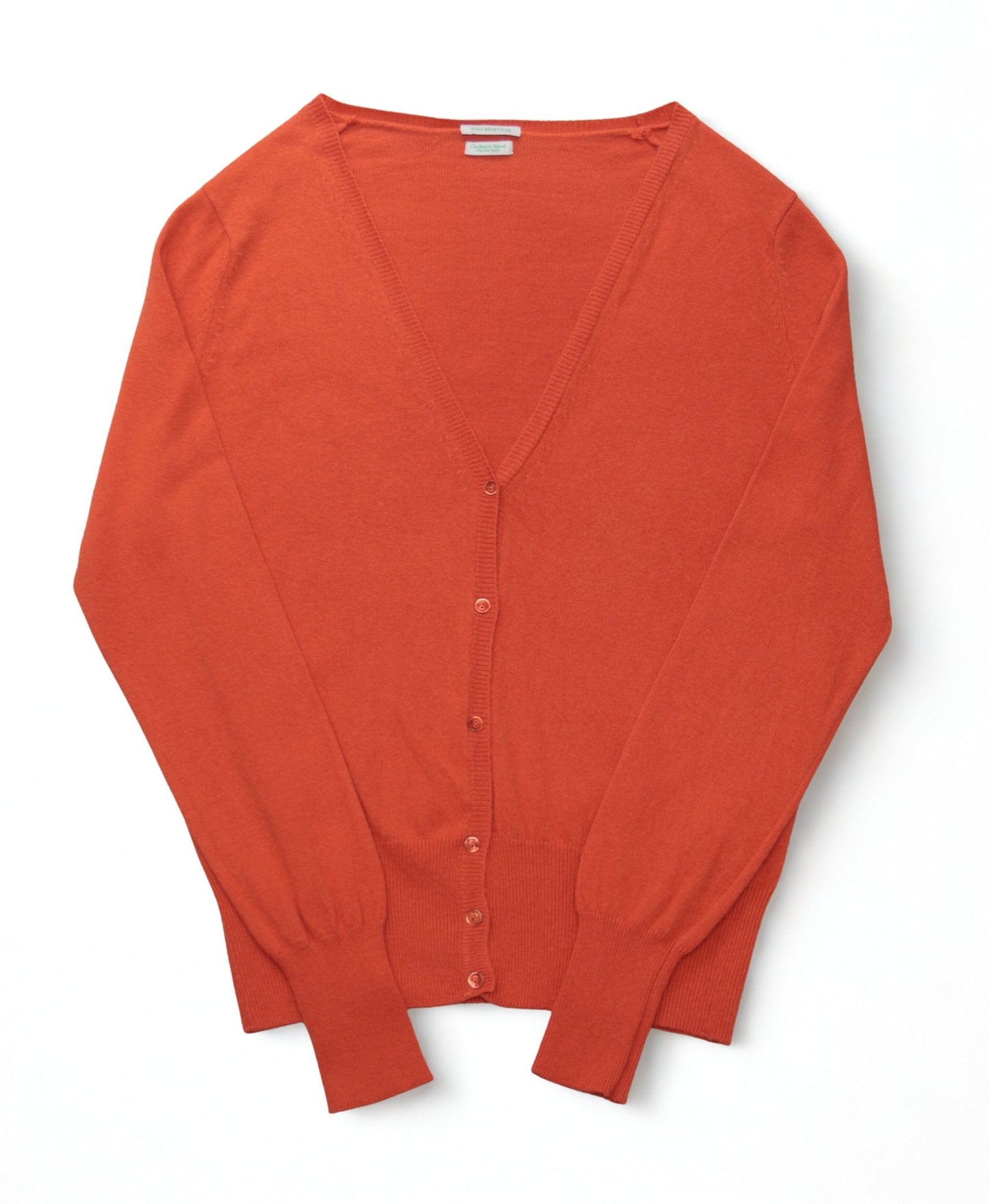 Benetton orange V - neck cardigan Size M UK 12 - KingsRoad1990