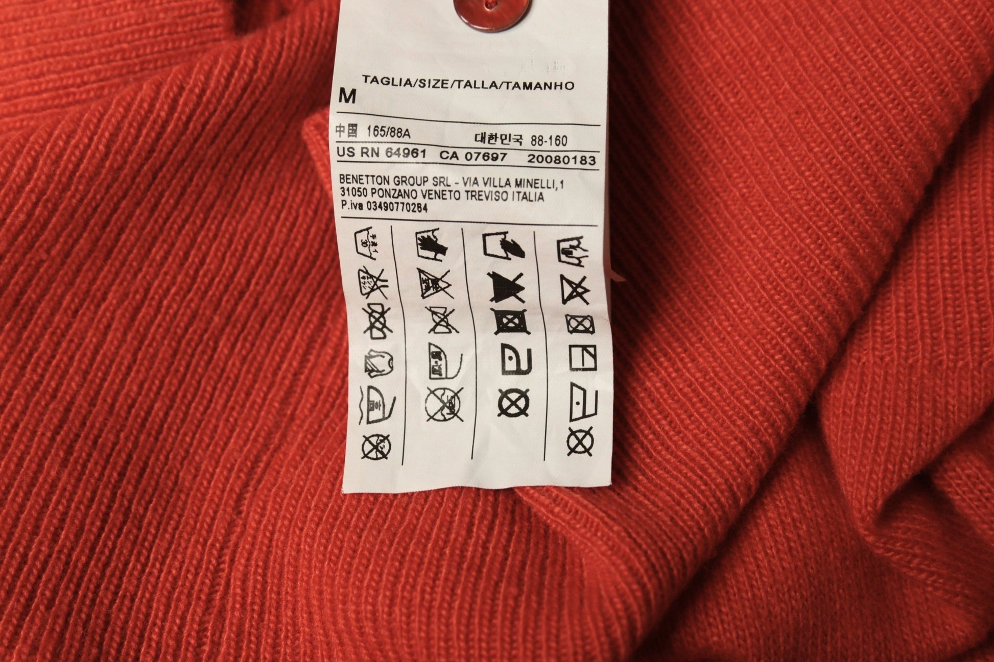 Benetton orange V - neck cardigan Size M UK 12 - KingsRoad1990