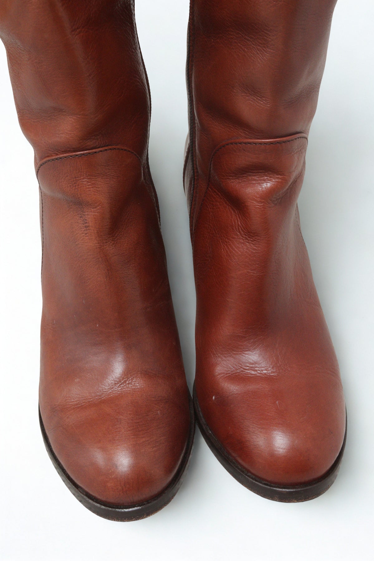 Pied A Terre tan heeled knee high boots