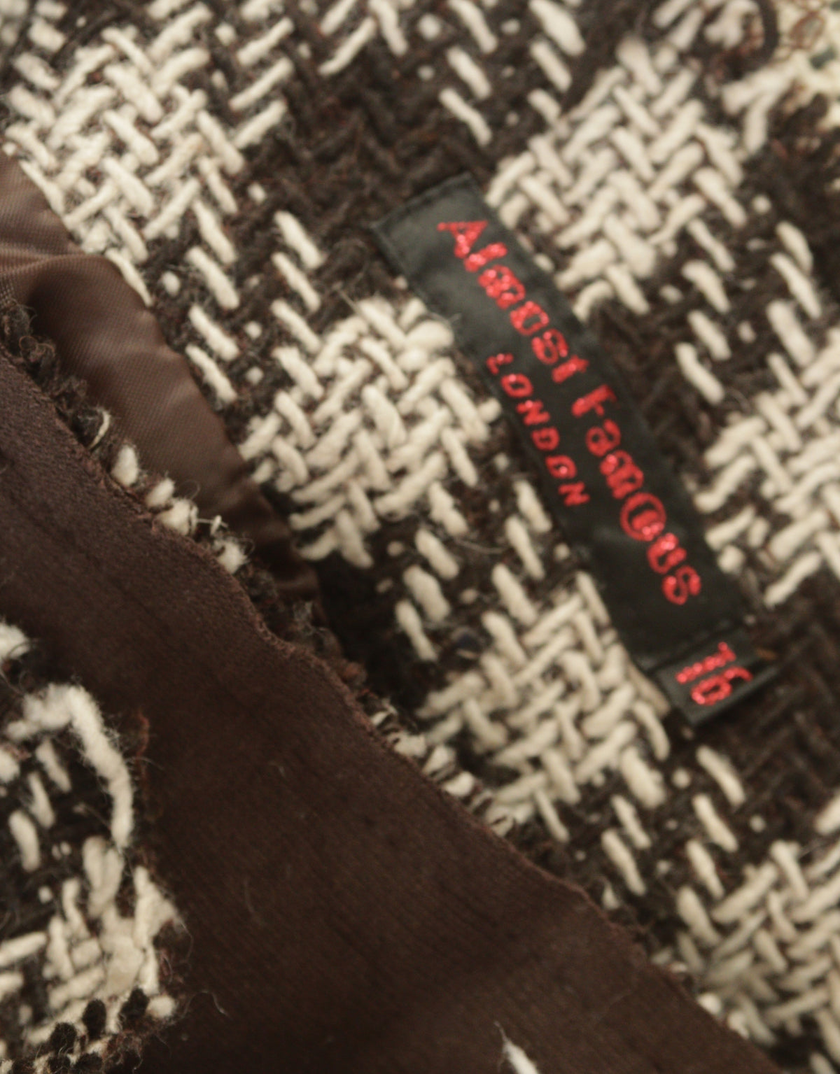 Almost Famous brown checked wool blend skirt Size 16