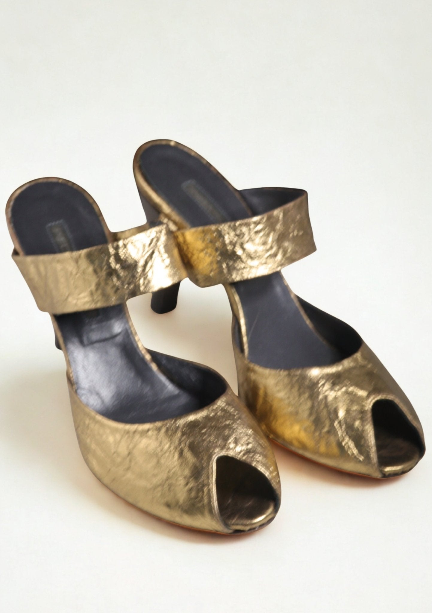 Pied à Terre gold peep - toe mules Size 6 - KingsRoad1990