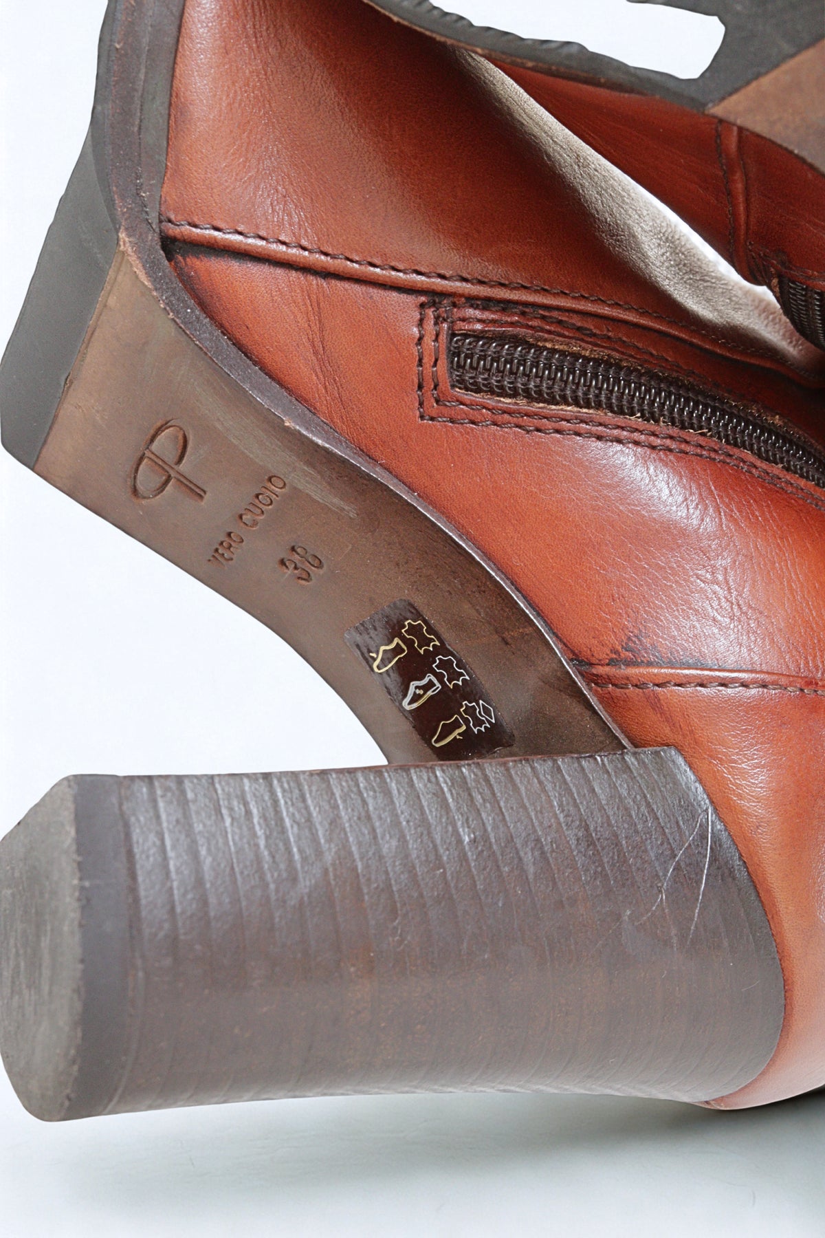 Pied A Terre tan heeled knee high boots