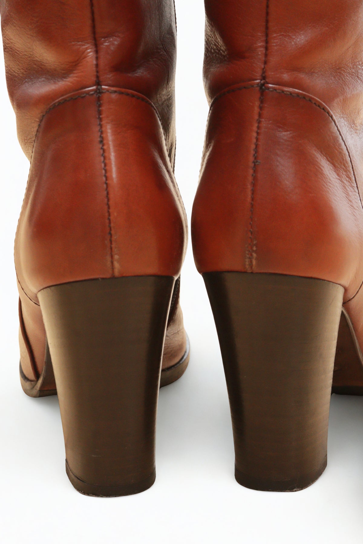 Pied A Terre tan heeled knee high boots